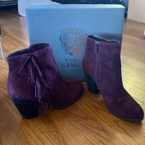 VINCE CAMUTO FRINGE SUEDE BOOTIES